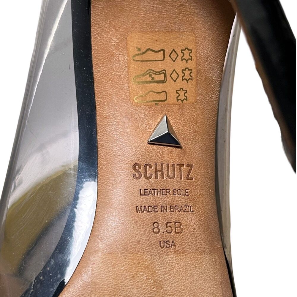 Schutz Cendi Clear PVC Black Patent Leather Pointed Toe Stiletto Pumps 8.5B - Picture 11 of 12